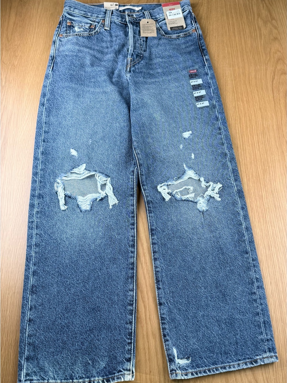 Levis Ribcage Straight Ankle Jeans Distressed Blue High Rise 27x27 72693-0180